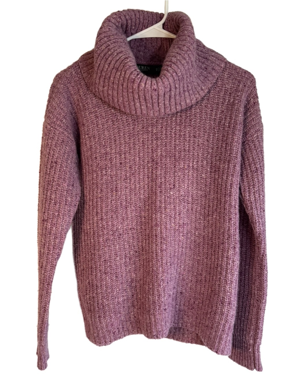 Lauren Ralph Lauren Wool Blend Mauve Turtleneck Rib Knit Sweater Women’s XS TP